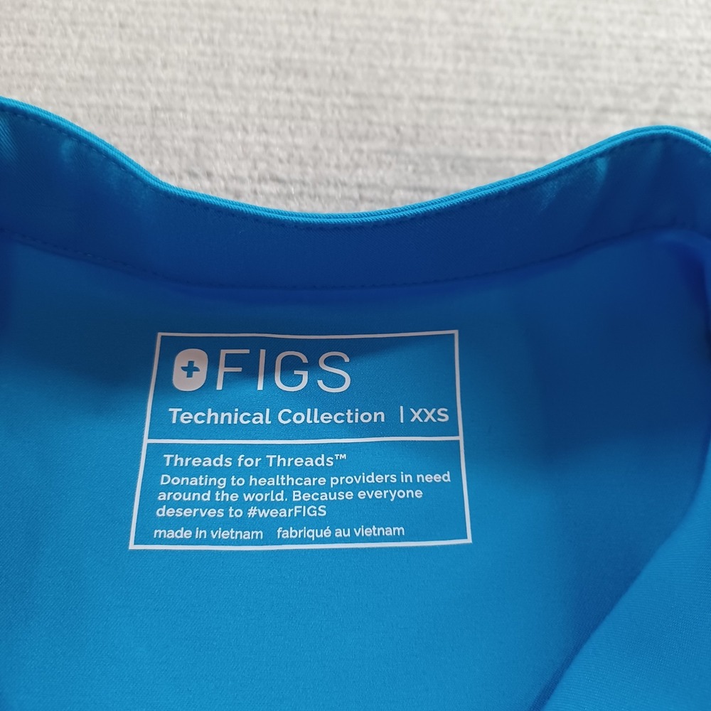 Figs Rafaela Oversized Scrub Top Women XXS Blue Pockets Uniform Nurse Doctors - Picture 4 of 9